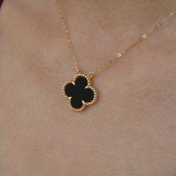 Clover Blk Necklace